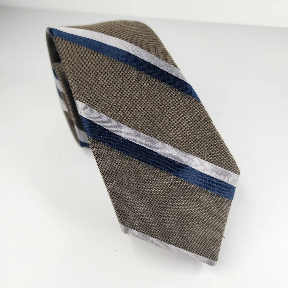 BLACK BROWN 1826 Brown & Blue Stripe Tie.